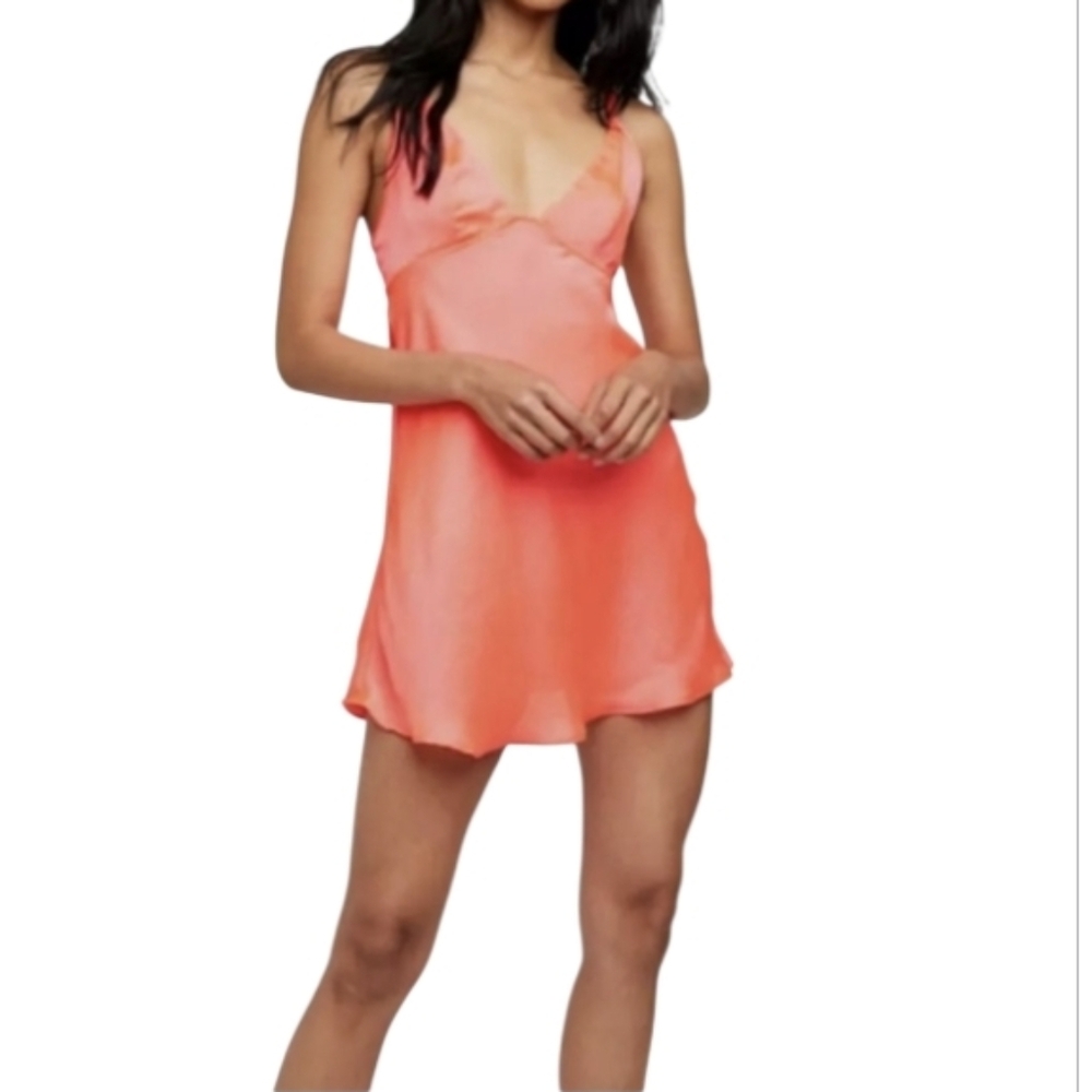 Free People Neon Pink Mini Slip Party Dress Size Large in EUC